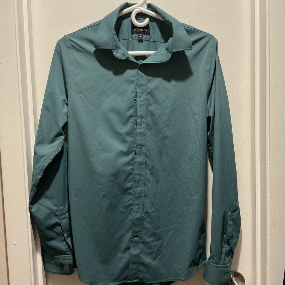 Express Men's Dark Teal Dress Shirt
